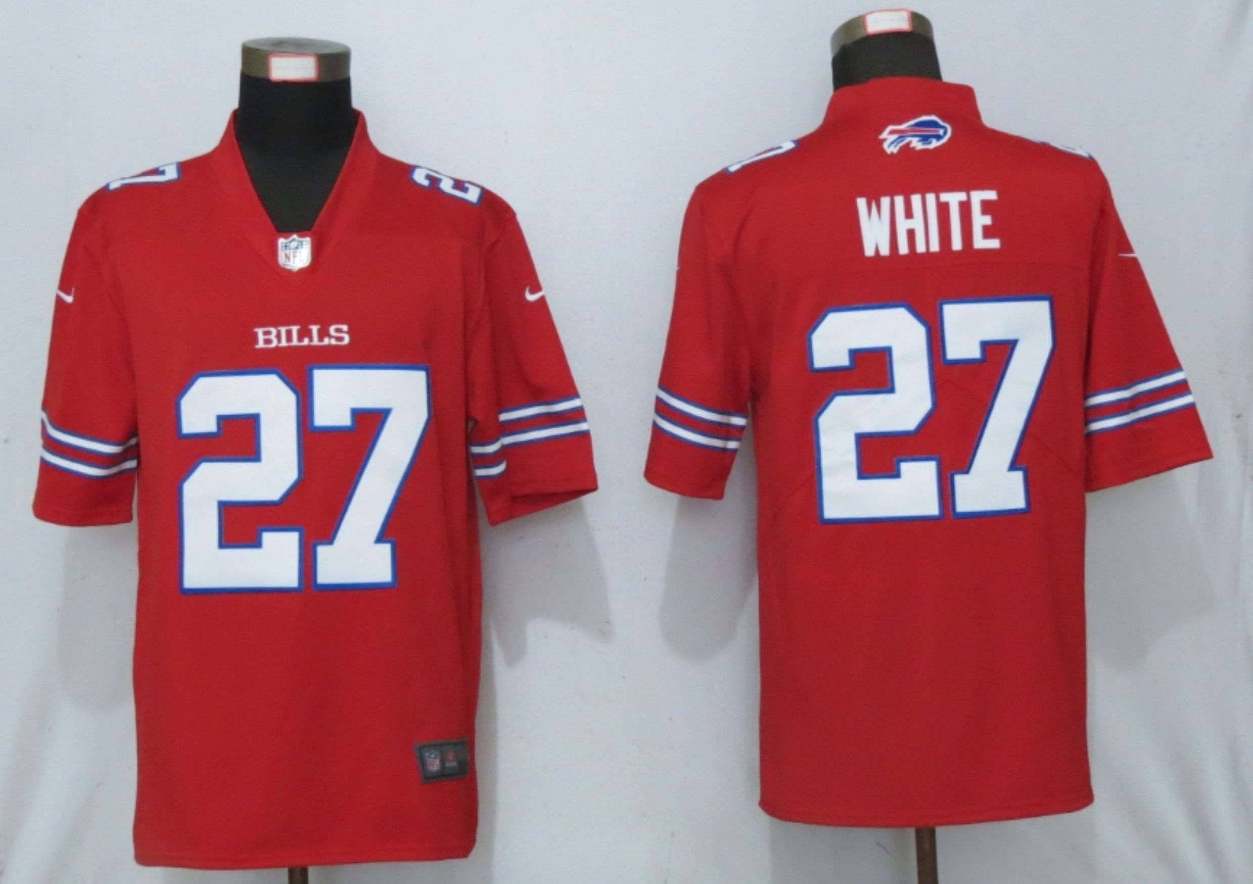Men Buffalo Bills 27 White Nike Red 2020 Vapor Untouchable Limited Player NFL Jersey